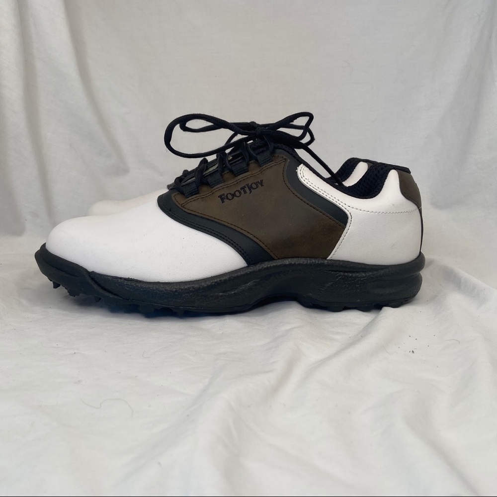 Footjoy Mens GreenJoys Leather Saddle Golf Shoes - Picture 2 of 9